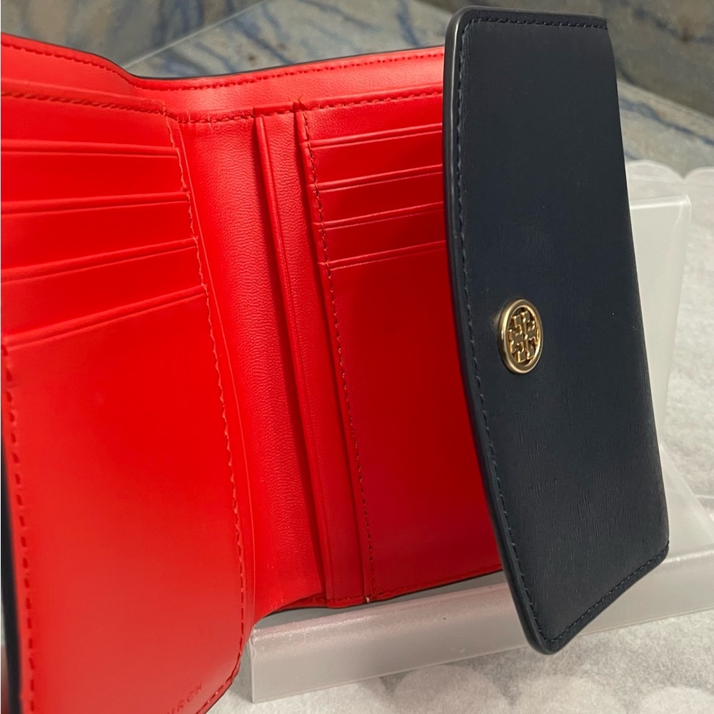 Tory Burch Dark Navy Blue and Red Women's Wallet